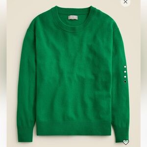 NWT J. Crew Cashmere Relaxed Crewneck Sweater M Brilliant Kelly